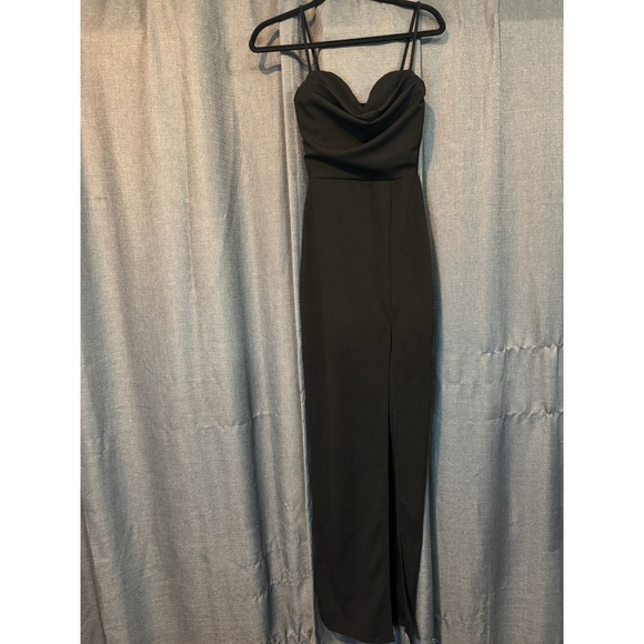 Fashion Nova Black Maxi Dress‎ Cowl Neck Sleeveless Slit Formal Party Dress XS - Picture 1 of 8